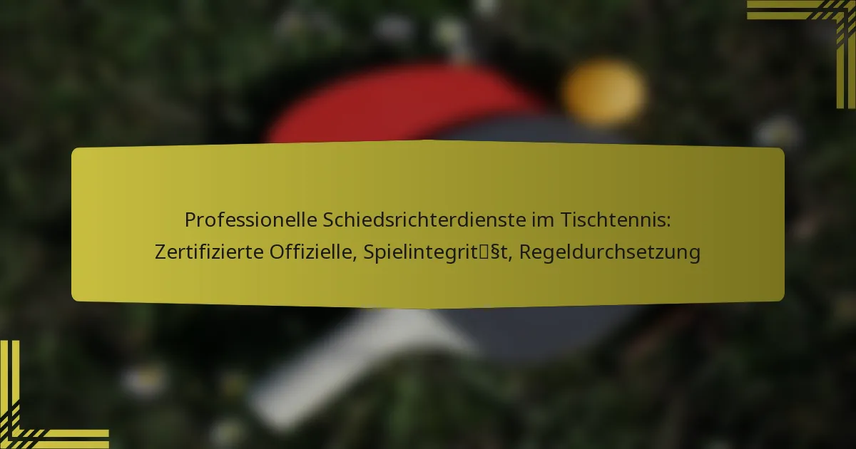 Professionelle Schiedsrichterdienste im Tischtennis: Zertifizierte Offizielle, Spielintegrität, Regeldurchsetzung