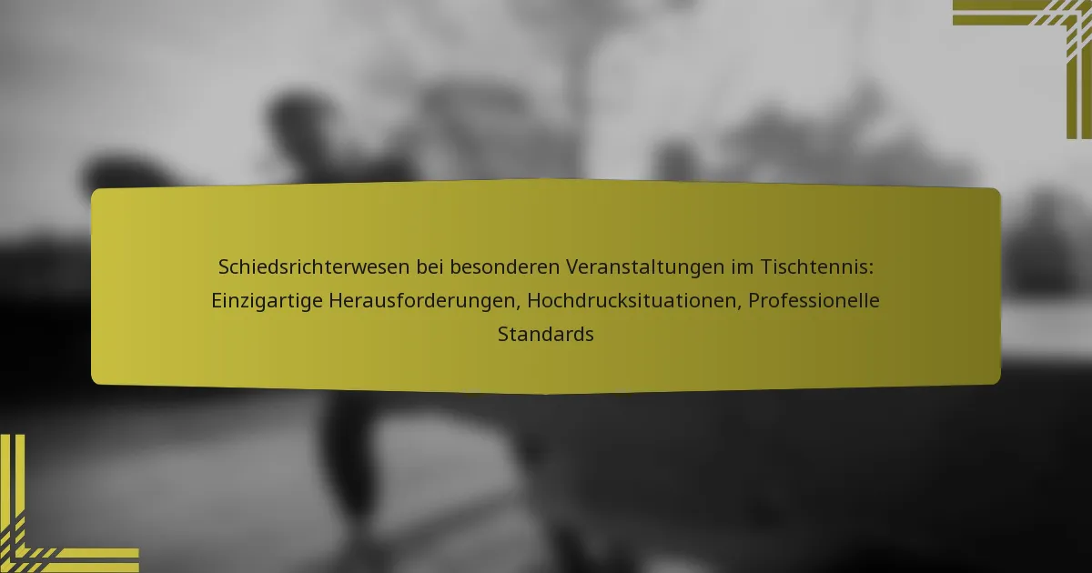 Schiedsrichterwesen bei besonderen Veranstaltungen im Tischtennis: Einzigartige Herausforderungen, Hochdrucksituationen, Professionelle Standards