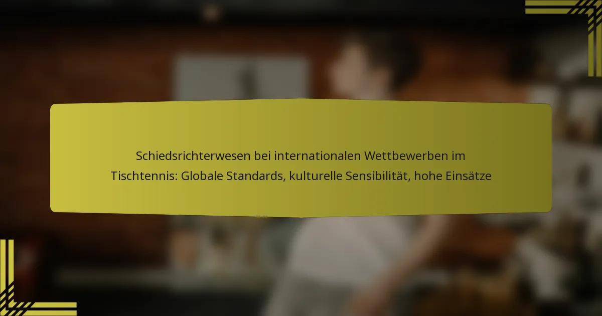Schiedsrichterwesen bei internationalen Wettbewerben im Tischtennis: Globale Standards, kulturelle Sensibilität, hohe Einsätze