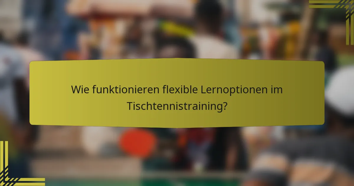 Wie funktionieren flexible Lernoptionen im Tischtennistraining?